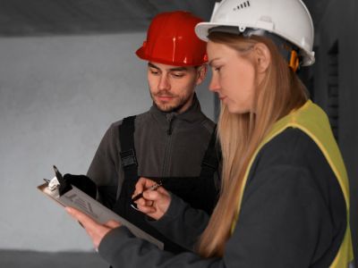 pracownicy robiący przegląd zbiornika